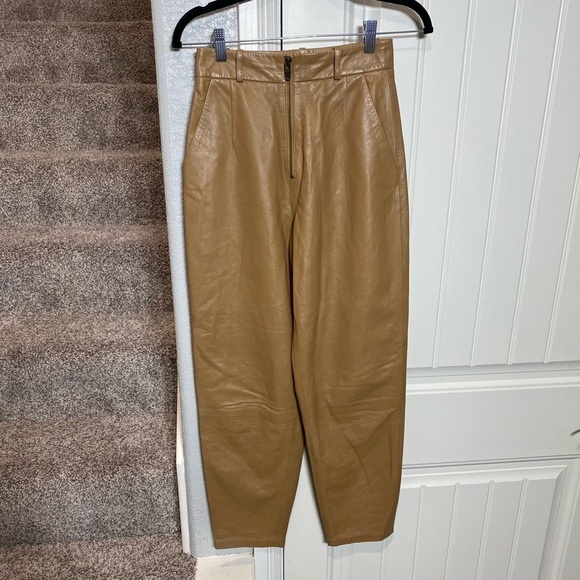 ZEYNEP ARCAY Cool Leather Pant Color: Biscuit - Picture 8 of 11